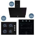 KUMTEL DİZAYN SİYAH CAM ANKASTRE SET