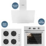 KUMTEL Ankastre Set Beyaz Cam 8 Programlı Dokunmatik