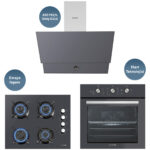 KUMTEL Kristal Antrasit Gri  Cam Ankastre Set