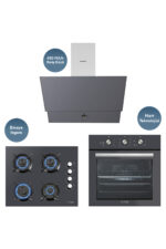 KUMTEL Kristal Antrasit Gri  Cam Ankastre Set