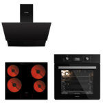 KUMTEL Vitro Dijital Siyah Cam Ankastre Set