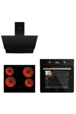 KUMTEL Vitro Dijital Siyah Cam Ankastre Set