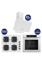 Ferre QBL62CB - SS206 -D087SA 60 Cm Beyaz Cam Silentart Turbolu Ankastre Set -Yeni 2026