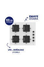 Ferre QBL62CB - SS206 -D087SA 60 Cm Beyaz Cam Silentart Turbolu Ankastre Set -Yeni 2026 - Görsel 3