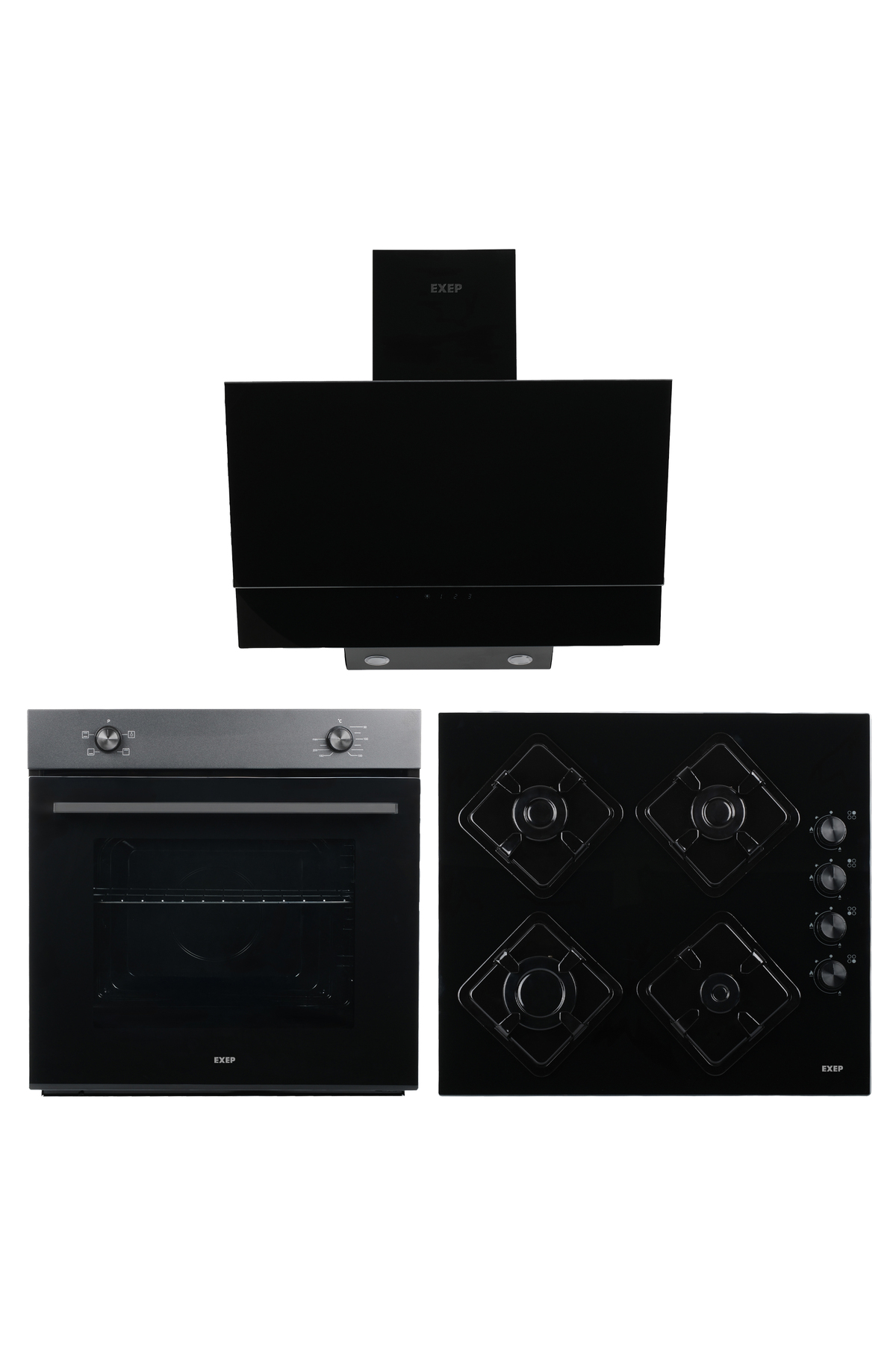 1_org_zoom-1232.jpg Exep Smart Siyah 3 Lü Ankastre Set (ed402-eo320-ef200) - Görsel 1