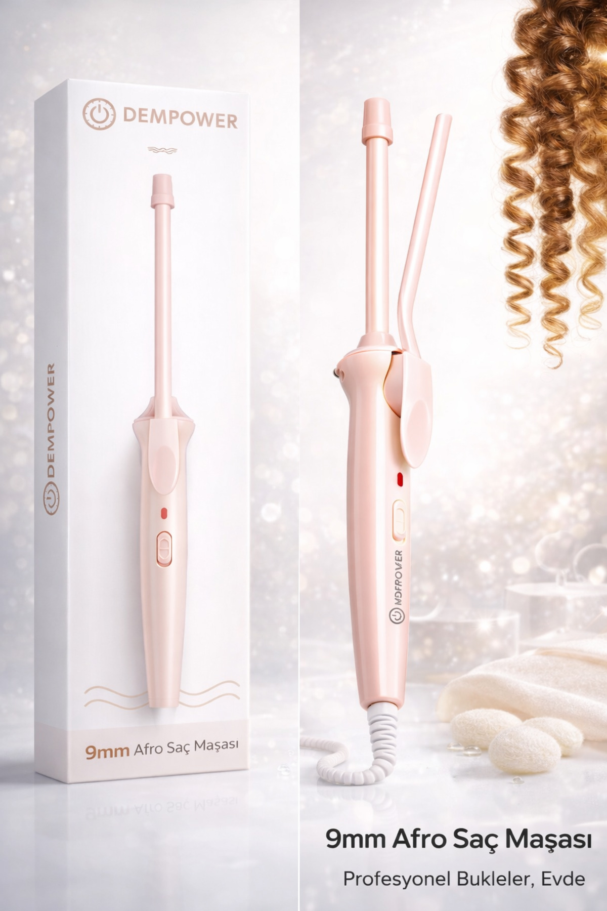 1_org_zoom-1289.jpg DEMPOWER Profesyonel Saç Maşası - Seramik Kaplama, 130°C Isınma, Sıkı Bukleler ve Doğal Kıvırcık Saçlar İçin - Görsel 1