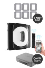 Xenon Smart Cam Silme Robotu ve 6 Adet Mop | Elo Serisi, Kumandalı, 3 Modlu, Mobil Kontrollü Set (B02878600003)