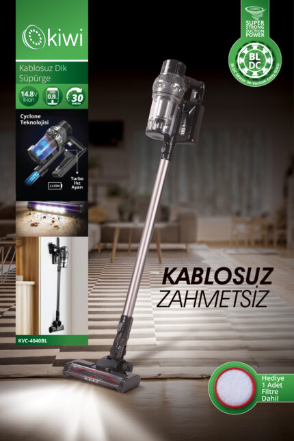 Kiwi Kvc-4040 Kablosuz Dikey Süpürge Gri