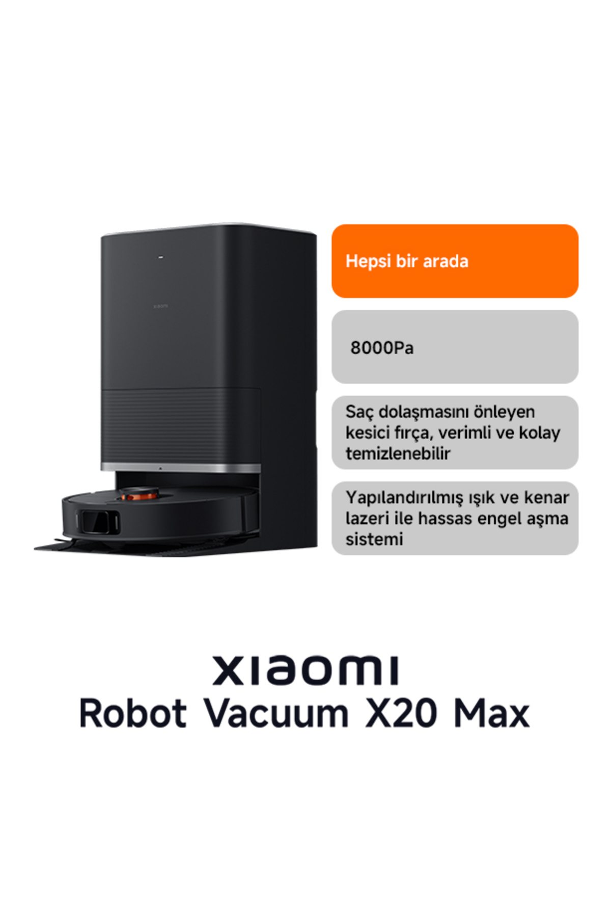 1_org_zoom-690.jpg Xiaomi Robot Vacuum X20 Max Akıllı Robot Süpürge ve Mop - 8000Pa Siyah(Xiaomi Türkiye Garantili) - Görsel 1