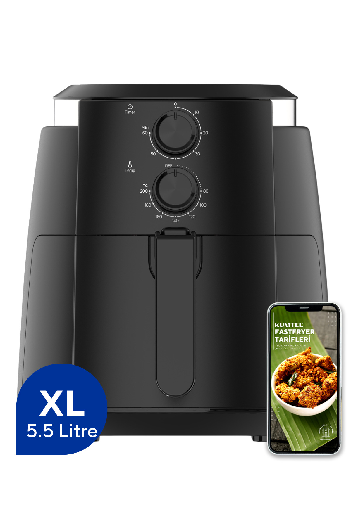 1_org_zoom-731.jpg KUMTEL Fastfryer XL ( Yağsız Fritöz Airfryer ) HAF-01 - Görsel 1